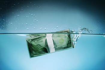 Money floating in water
