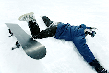 snowboarder wiped out