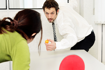 Playing table tennis at work